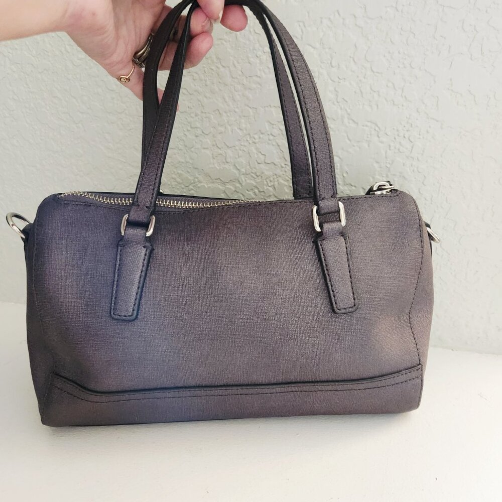 Euc Coach Metallic Gunmetal Crossbody Bag Shoulder Purse - Picture 3 of 10